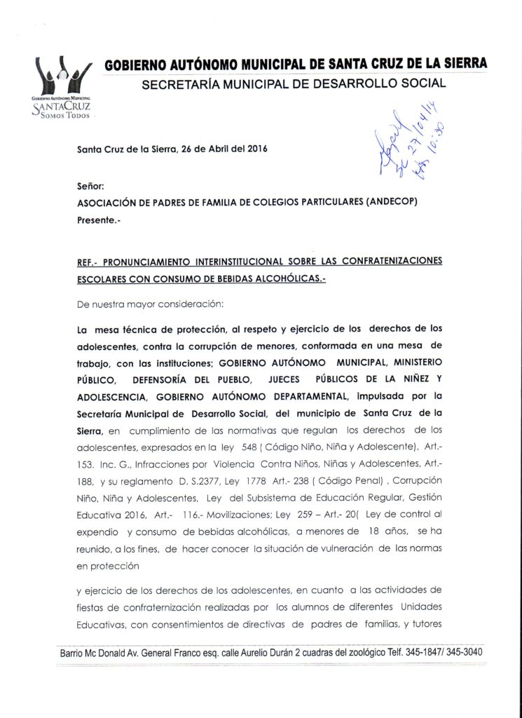 pronunciamiento sobre las confrat (1)