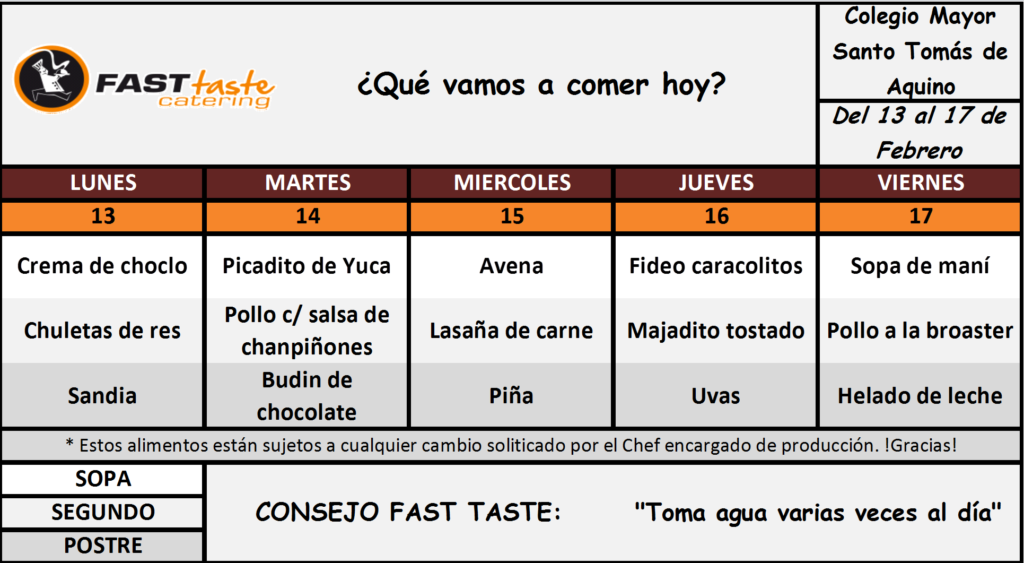 del 13 de FEBRERO al 17 de FEBRERO